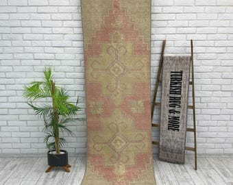 Handmade Vintage Turkish Wool Runner Rug, Entryway Hallway Rug (2.5x8.7 ft)