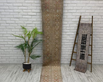 1x10 Antique Rug, Turkish Runner Rug, Oushak Rug, Vintage Rug, Bohemian Rug, Living Room Rug, Wool Rug, Ethnic Rug, Nomadic Rug, 1.8x10 ft