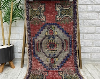 1x3 Small Turkish Rug, Entryway Rug, Vintage Area Rug, 1x3 Vintage Oushak Rug, Moroccan Rug, Area Rug, Vintage Small Rug, 1.6x3.1 ft