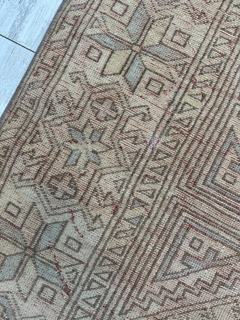Tappeto rosa da fattoria 5x9, tappeto vintage fatto a mano, tappeto turco Oushak, tappeto grande, tappeto orientale da soggiorno, tappeto rettangolare in lana 5,7x9 piedi immagine 5