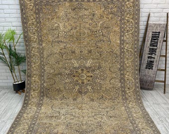 Handgemaakt tapijt, groot vintage tapijt, Marokkaans tapijt, rustiek tapijt, woonkamertapijt, antiek tapijt, keukentapijt, decortapijt, boho-tapijt, 6,6 x 9,8 ft