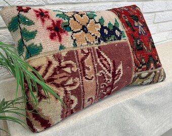 Vintage Rug Pillow, Home Decor, Handmade Rug Pillow, 16x24 Pillow Cover , Turkish Carpet Pillow, Vintage Rug Pillow, Decorative Pillow