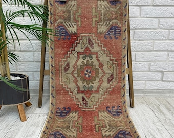 1x3 Vintage Rug, Mini Rug, 1x3 Wool Rug, Small Rug, Handmade RugSmall Handmade Door Mat Vintage, Entryway Turkish, 1x3 Turkish Rug,1.6x3.2ft