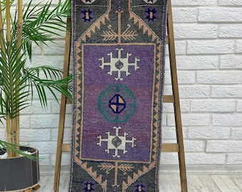 1x3 Bathroom Rug, 1x3 Small Anatolian Rug, Vintage Rug, Old Wool Rug, Rustic Home Rug, Turkish Mini Rug, Oushak Rug, Turkish Rug, 1.4x3.5 ft