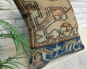 20x20 Turkish Rug Pillow Cover, Rug Cushion Case, Decorative Rug Pillow Cover, Handmade Rug Pillow Case, Rug Cushion Cover, Rug Pillows