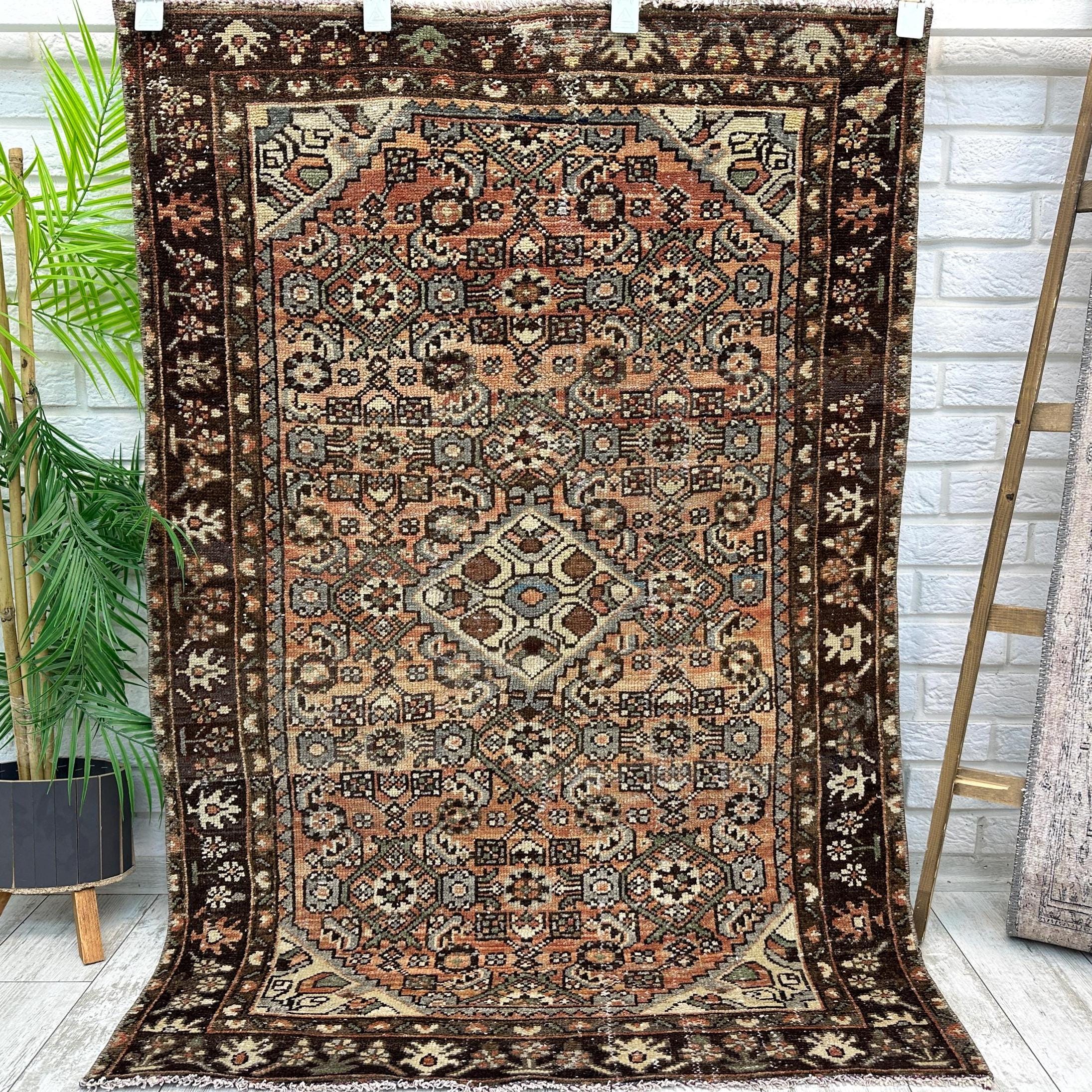 Rust & Brown Anatolian Rug, Vintage Tribal Turkish Wool Rug