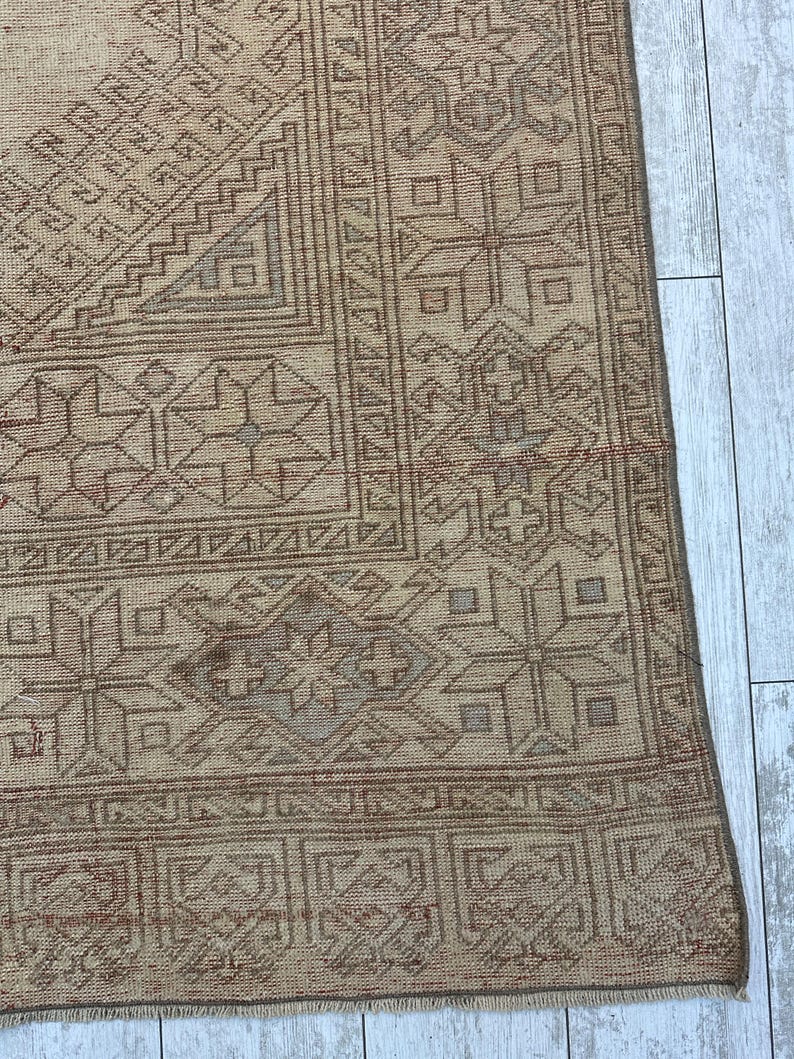 Tappeto rosa da fattoria 5x9, tappeto vintage fatto a mano, tappeto turco Oushak, tappeto grande, tappeto orientale da soggiorno, tappeto rettangolare in lana 5,7x9 piedi immagine 4