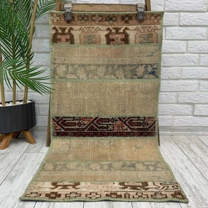 Kleiner Teppich, 1x3 Fußteppich, Kleiner Badezimmerteppich, Schuhteppich, Kleiner Vintage Teppich, Kleiner Marokkanischer Teppich, Kleiner Handgewebter Teppich