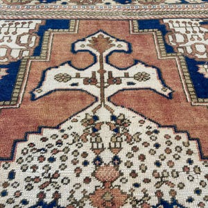 Brauner Bauernteppich, Vintage Handgewebter Teppich, Außenteppich, Türkischer Teppich, Orientteppich, Handgemachter Oushak Teppich, 1,5 x 2,5 cm Bild 7