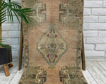 1x3 Kitchen Rug, 1x3 Door Mat Rug, Mini Rug, Vintage Small Rug, Small Oushak Rug, Boho Handmade Rug, 1x3 Turkish Rug, Bohemian Rug 1.7x3.2ft