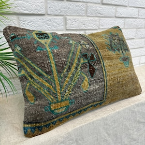 Housse de coussin tapis turc 16 x 24 pouces, coussin décoratif, coussin vintage, housse de coussin, coussin turc, housse de couette, housse de couette 16 x 24"