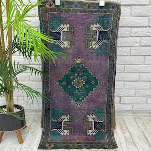 Worn Rug, Small Moroccan Rug, Small Area Rug, Turkey Carpet Rug, Turkish Area Rug, Cotton Rug,Oriental Doormat Rug,Runner Bath Mat 1.8x3.7ft