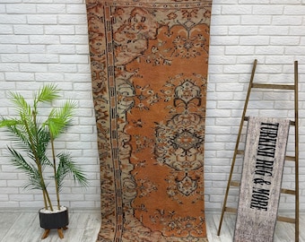 Vintage löparmatta, turkisk matta, korridormatta, turkisk vintagematta, bohomatta, hallmatta, ullmatta, boho dekormatta, 3.0x8.0 ft