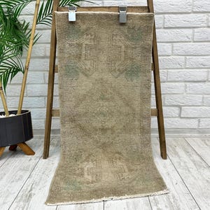 Kleiner Badezimmer Teppich, 300x300 Fußmatte, Kleiner Oushak Teppich, Rustikaler Teppich, Wollteppich, Boho Teppich, Schuhteppich 300x3200, Badezimmerteppich 40x90 cm