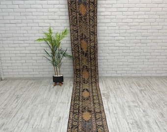 Vintage Runner Rug, 2x12 Turkish Handmade Rug, Oushak Rug, Handmade Runner Rug, Wool Rug, Boho Decor Rug, Large Rug, Turkey Rug, 1.9x12.4 ft