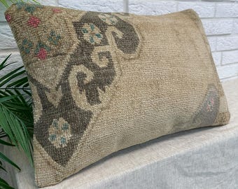 Funda de almohada turca vintage de 40 x 60 cm, con cremallera, estilo kilim turco de lana, estilo bohemio, color rojo y azul.
