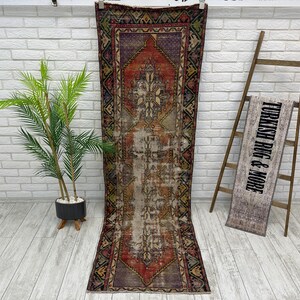 2x7 Vintage Runner Rug, Turkish Runner Rug, Oushak Runner Rug, Anatolian Runner Rug, Entryway Rug, 2x7 Kitchen Rug, Special Design