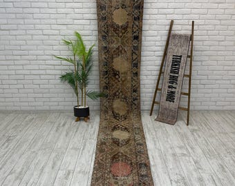 Tappeto da corridoio dai colori tenui, tappeto da corridoio, tappeto vintage, tappeto estetico, tappeto da corridoio Oushak, tappeto turco, tappeto boho, tappeto di lana Oushak, tappeto vintage