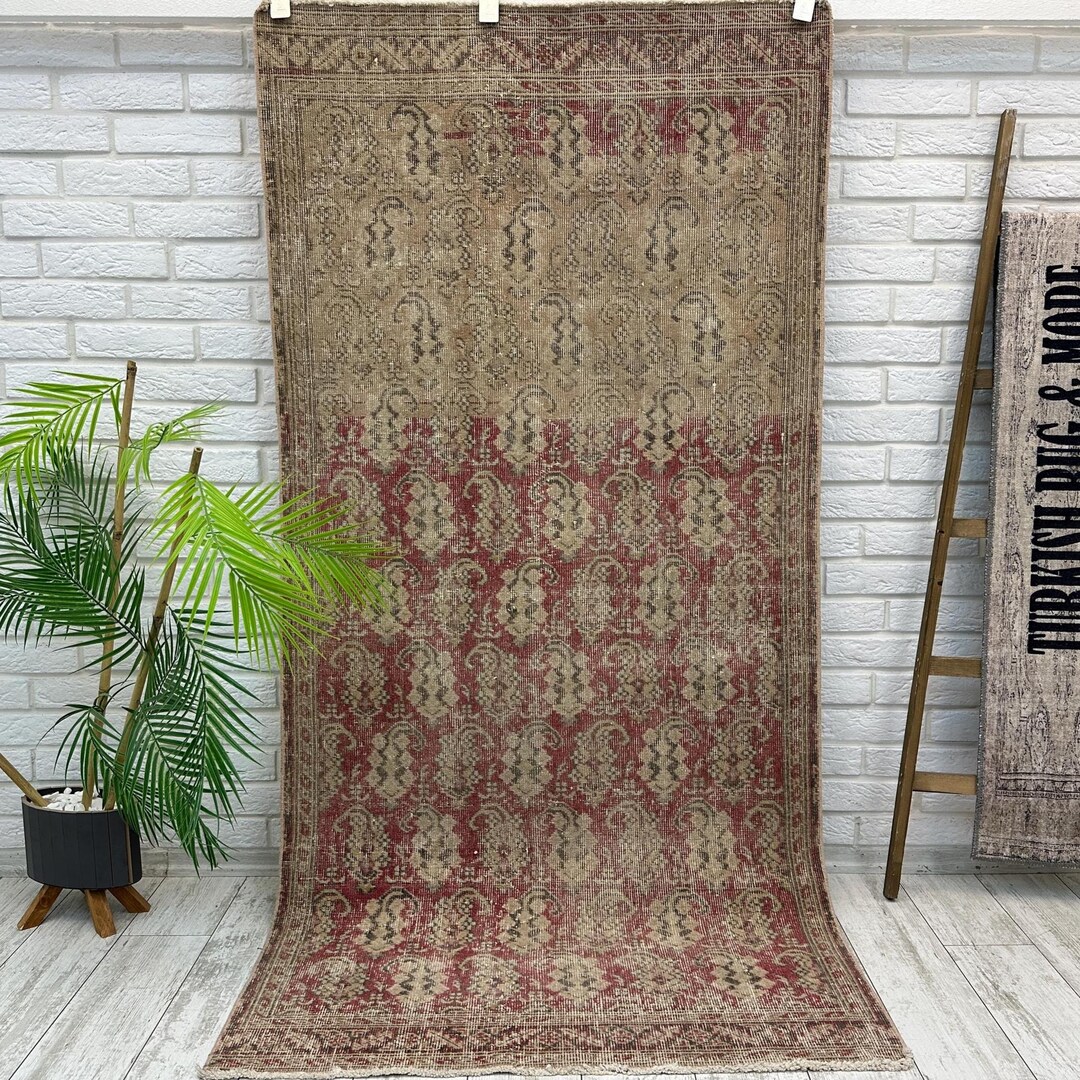 3x6 Vintage Floral Rug, Antique Handmade Rug, 3x6 Beige Turkish Rug ...