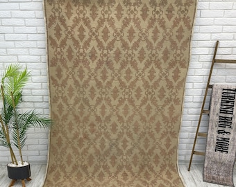 Handmade Runner Rug 5x7, Wide Runner Rug, 5x7 Wool Turkish Runner Rug, Handmade Oushak Rug Runner, Vintage Runner Rug, Hallway Rug 4.8x6.8ft