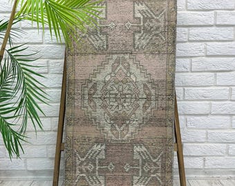 1x3 Small Bathroom Rug, Doormat Rug, Small Area Rug, 1x3 Vintage Oushak Rug, Kitchen Rug, Small Area Rug, Vintage Small Rug, 1.6x3.3 ft
