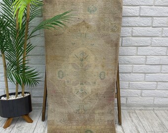 1x3 Bathroom Rug, 1x3 Small Area Rug, 1x3 Turkish Rug, Bohemian Rug, Kitchen Rug, Vintage Small Rug, Small Oushak Rug, Handmade Rug, 1.6x3.7