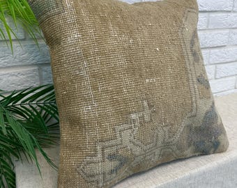 Rustic Pillow, 20x20", Boho Cushion, Ethnic Pillow, Decorative Pillows, Decorative Cushion Cover, Kilim Cushion, Boho Pillow, Pillow Cover