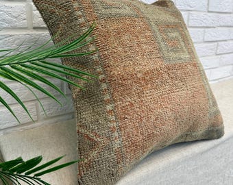 Rustic Pillow, 20x20", Boho Cushion, Ethnic Pillow, Decorative Pillows, Decorative Cushion Cover, Kilim Cushion, Boho Pillow, Pillow Cover