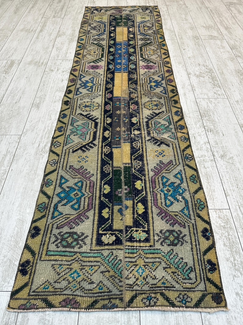 Handcrafted Turkish Runner Rug, Handmade Runner Rug, Puffy Turkish Runner Rug For Hallway, Feet Rug, Long Hallway Rug, Bohemian Rug image 2