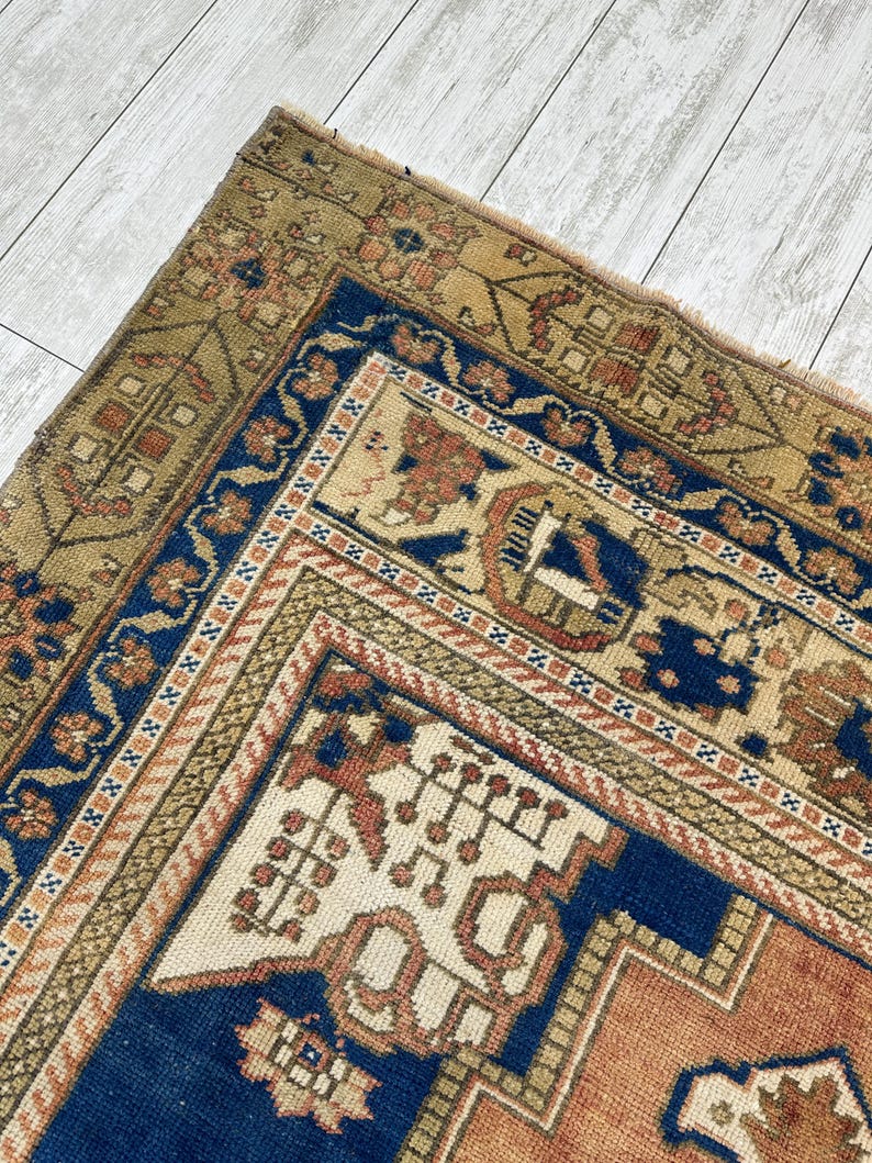 Brauner Bauernteppich, Vintage Handgewebter Teppich, Außenteppich, Türkischer Teppich, Orientteppich, Handgemachter Oushak Teppich, 1,5 x 2,5 cm Bild 8