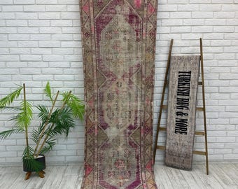 Bohemian Runner Rug, Handmade Vintage Rug, Puffy Turkish Runner Rug For Hallway, Corridor Rug, Long Hallway Rug, 2.4x8.5 ft