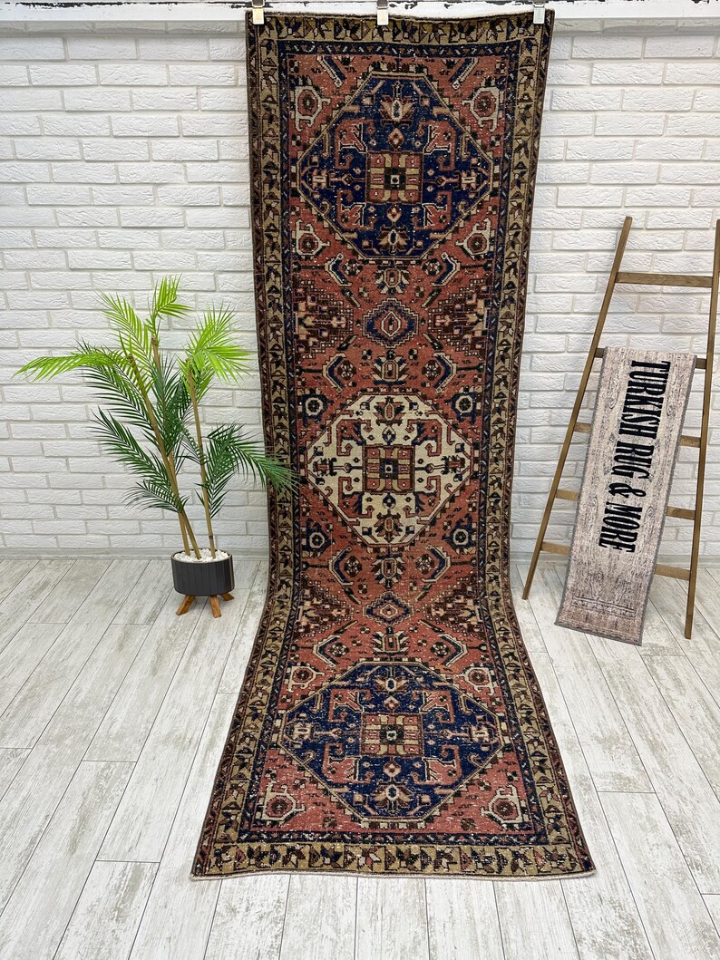 3x10 Handcrafted Turkish Runner Rug, Handmade Runner Rug, Puffy Turkish Runner Rug For Hallway, 3x10 Feet Rug, Long Hallway Rug, 3.2x10.2 ft image 2