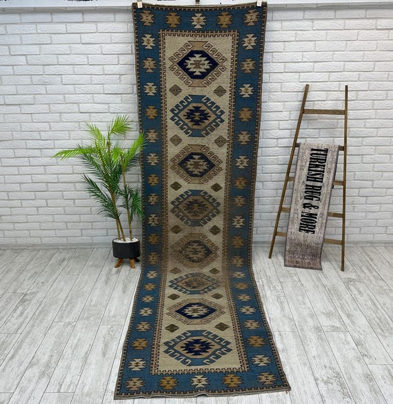 Handgefertigter Teppich Läufer, Vintage Teppich Läufer, Teppich Läufer, Kelimteppich, Türkischer Teppich, 70x300 cm, Wollteppich, Korridorteppich