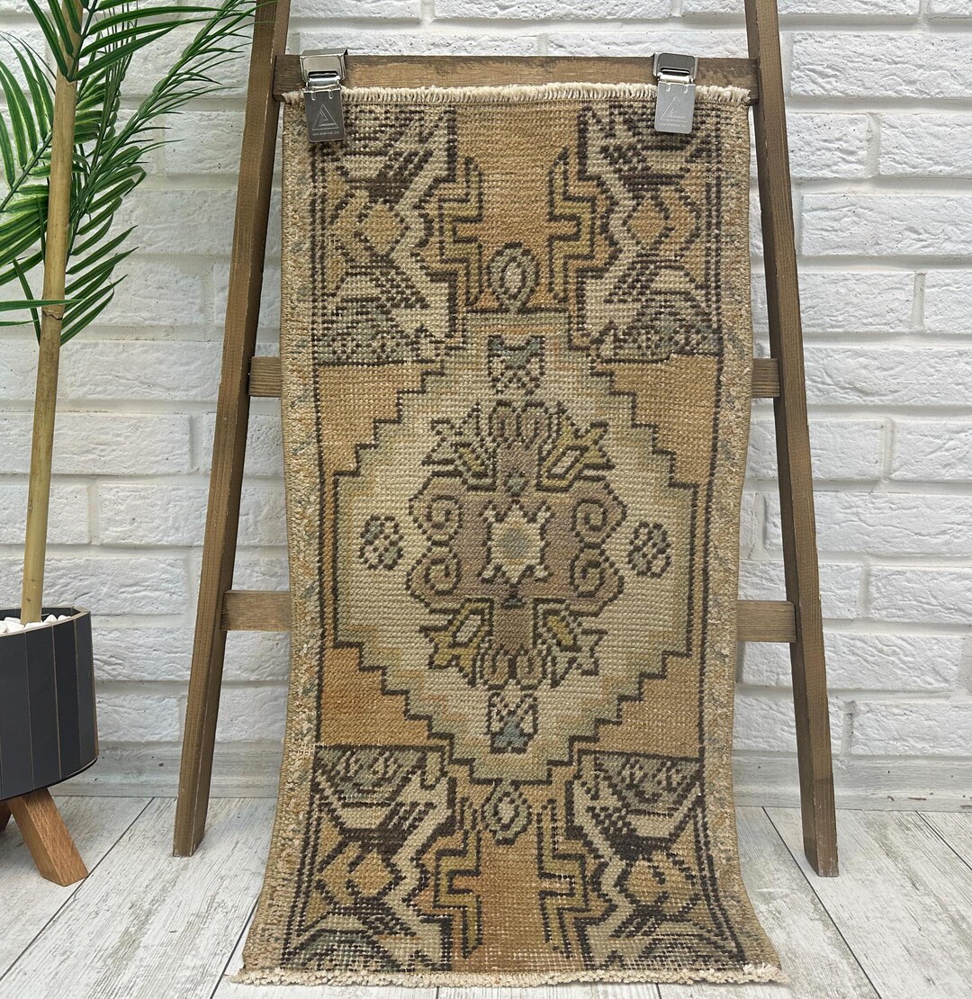 1x2 Neutral Rug, Small Rug, 1x2 Muted Rug, Turkish Rug, Door Mat Rug ...