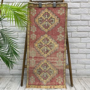 Kleiner rustikaler Teppich, rustikaler Bauernteppich, kleiner Teppich für den Außenbereich, kleiner Vintage Teppich, kleiner handgewebter Wollteppich, 40x30 cm