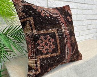 Bohemian Vintage Pillow Cover 20x20", Handmade Rug Pillow Cover, Boho Decorative Pillow Cover, Kilim Cushions, Ethnic Pillow, Kilim Pillow