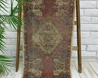 1x3 Kitchen Rug, 1x3 Bathroom Rug, Area Rug, Kitchen Rug, 1x3 Turkish Rug, Bohemian Rug,  Vintage Small Rug, Small Oushak Rug, Handmade Rug