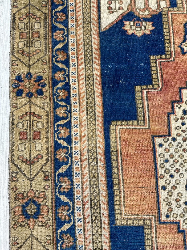 Brauner Bauernteppich, Vintage Handgewebter Teppich, Außenteppich, Türkischer Teppich, Orientteppich, Handgemachter Oushak Teppich, 1,5 x 2,5 cm Bild 6