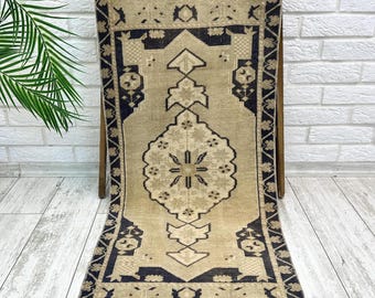 1x3 Turkish Bathroom Rug, Bohemian Rug, 1x3 Small Kitchen Rug, 1x3 Doormat Rug, Blue Green Rug, Vintage Small Rug, Oushak Rug, 1.7x3.6 ft