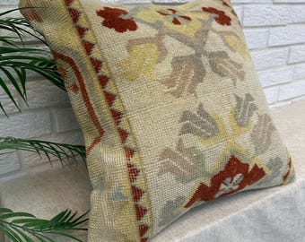 20x20 Turkish Rug Pillow, Home Decor Pillow, Couch Pillow, Vintage Pillow, Decorative Pillow Cover, Kilim Cushions, Ethnic Pillow