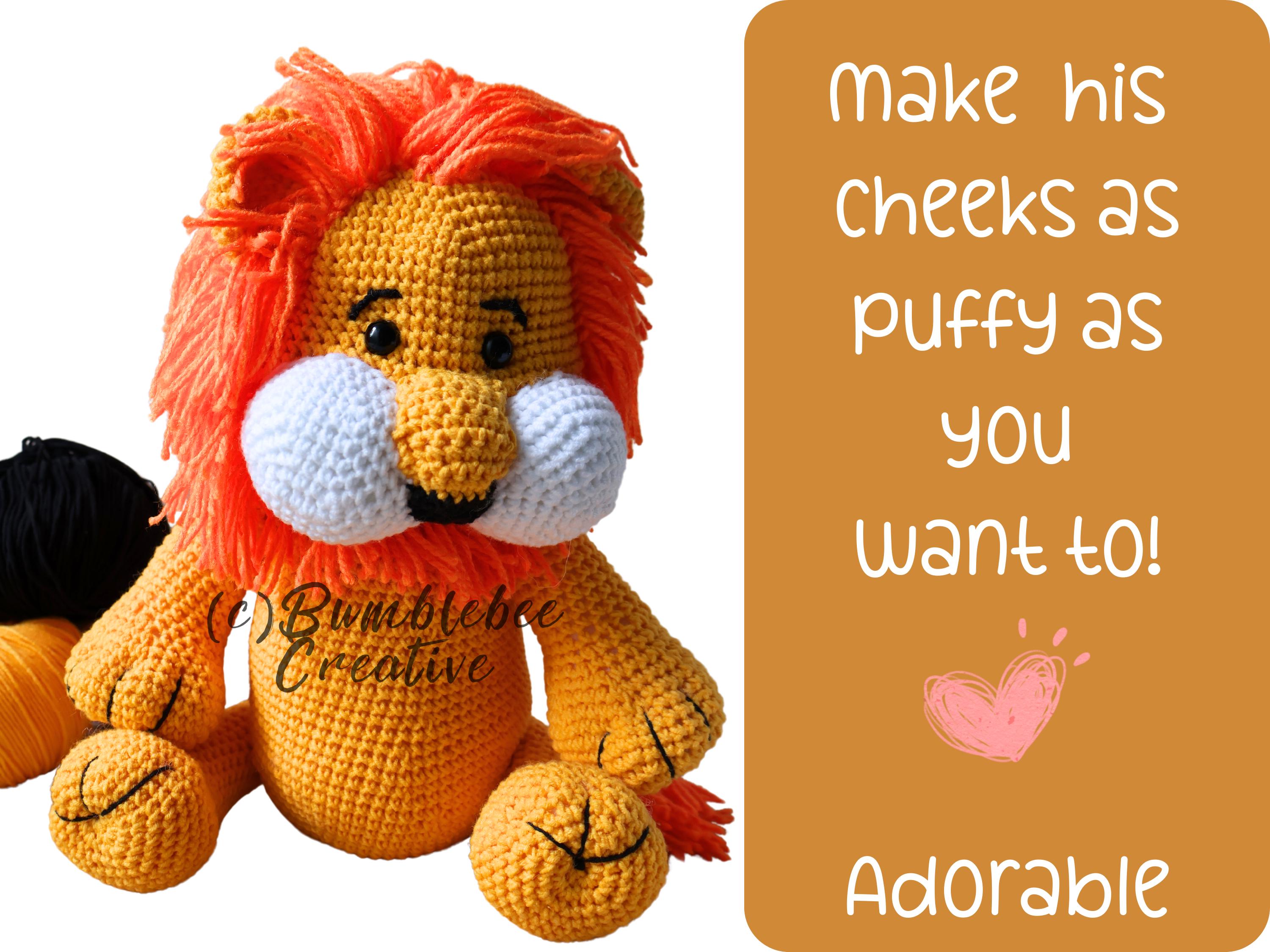 Lion Crochet Amigurumi Pattern Plush Kawaii Stuffed Animal Plushie Toy ...
