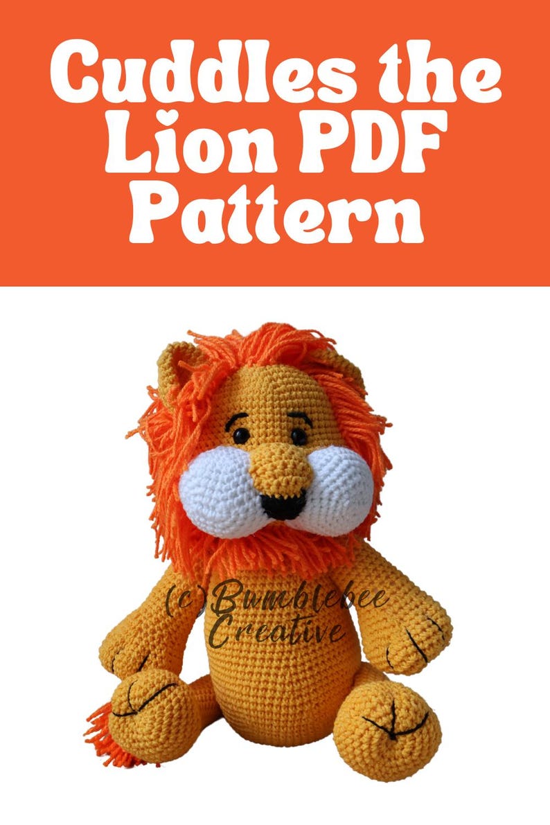Lion Crochet Amigurumi Pattern Plush Kawaii Stuffed Animal Plushie Toy ...