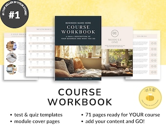 Complete course 71 page workbook template customizable in Canva build your business present your student lessons supplement online course