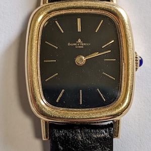 70s Baume & Mercier 18k Yellow Gold  Blue Sapphire Ladies Manual 21 x 24mm Watch 38263