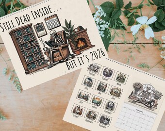Still Dead Inside, But It's 2026 Wall Calendar | Skeleton Art Wall Calendar