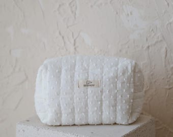 Quilted Toiletry Bag Handmade - Cotton Baby Organizer - Cosmetic Bag