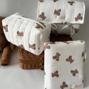 Traje de 3 piezas ''Cambiador portátil, bolsa de pañales, bolsa organizadora para bebés'' Cambiador de viaje, cambiador plegable, porta pañales, bolsa de maquillaje de viaje