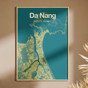 Mapa da cidade de Da Nang, estilo de arte urbana de rua, pôster de mapa digital com coordenadas, arte de parede contemporânea, presente de viagem