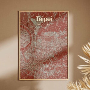 Carte de Taipei, style urbain, affiche des coordonnées de la ville, art urbain moderne, décoration murale numérique, effet spray urbain, souvenirs de voyage