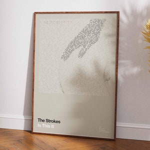 Poster con i testi degli Strokes, copertina dell'album Is This It, copertina di un disco indie rock, stampa da parete in studio, regalo per audiofili